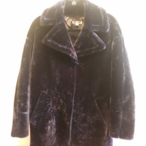 Whistles Brand Faux Fur Cocoon Coat  - Blue, Size Medium